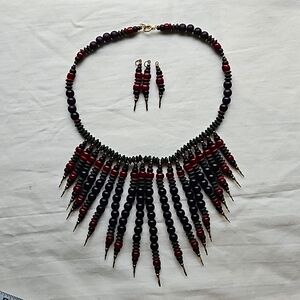 Wooden Bead Bib Necklace